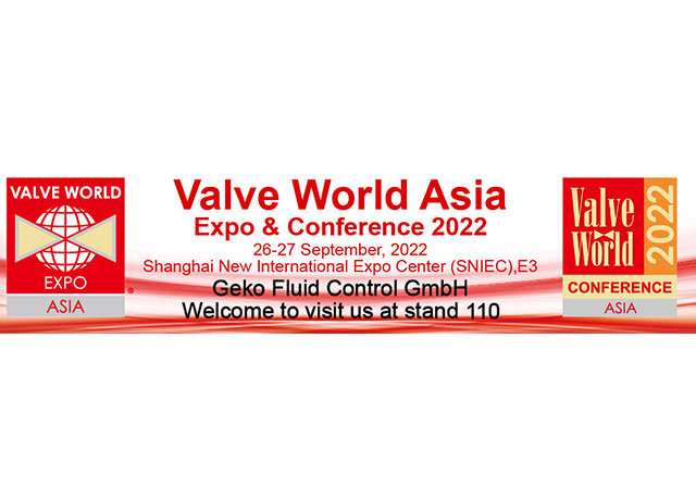 Geko Fluid Control GmbH가 Valve World Expo Asia에 참석합니다.